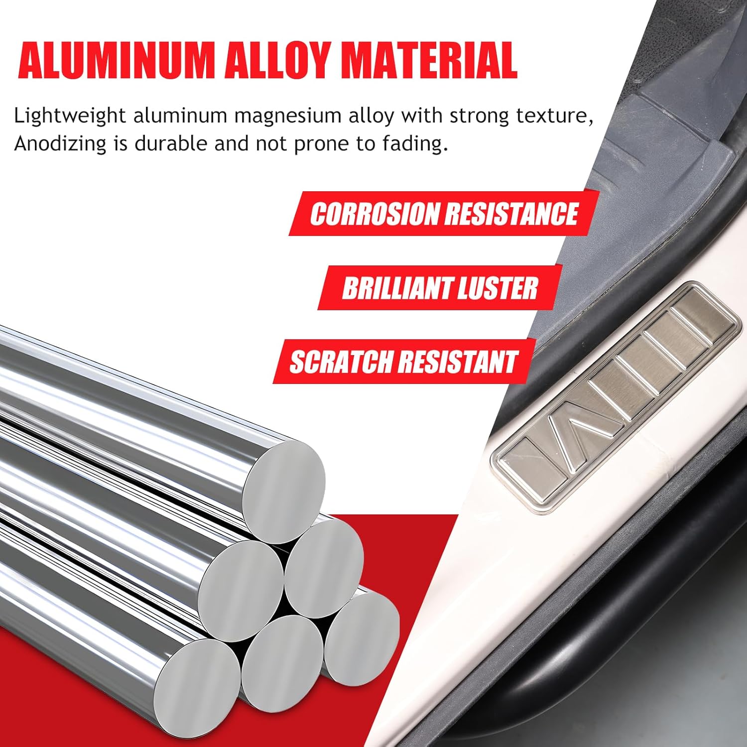 Premium Stainless Steel Door Sill Scuff Plate Guards Compatible with Ineos Grenadier 2020-2024 Front and Rear Door Entry Protector Trim Decals Accessories (Car Door Exterior Sill, Silver)