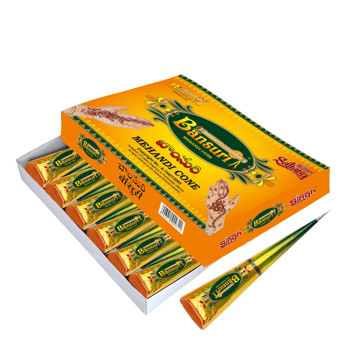 Bansuri Small Natural Mehandi Cone 30 GM (Pack of 12 pieces)-image-39