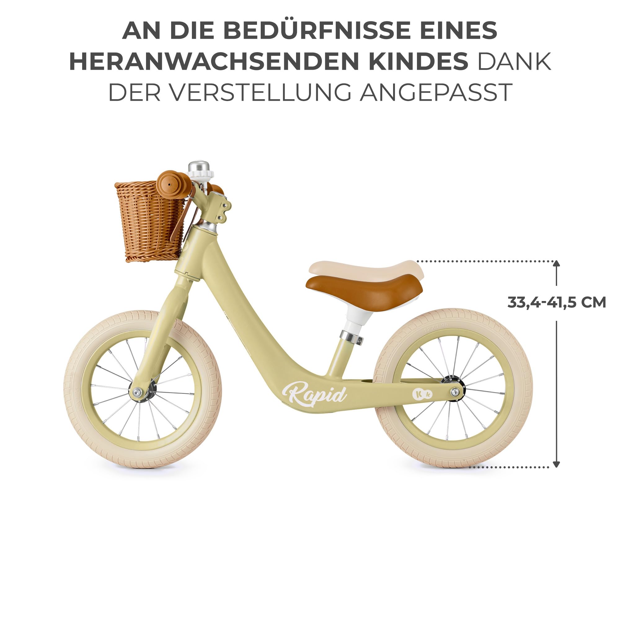 Kinderkraft RAPID2 Laufrad aus Metall, Fahrrad ohne Pedal, Fahrrad, Verstellbarer Sitz, Retro-Stil, für Kinder von 2 Jahren bis 35 kg