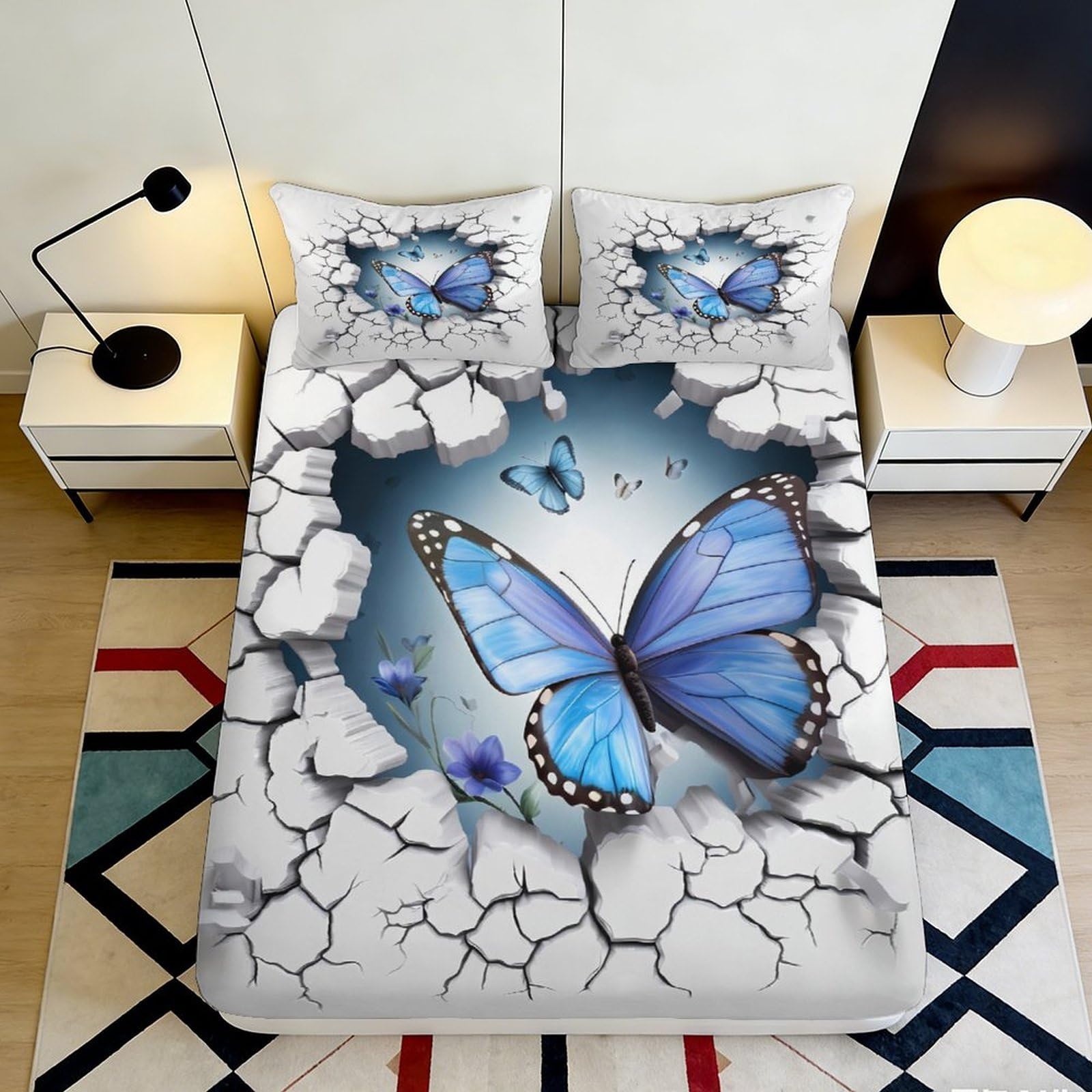 3D Printed Sakura Fitted Sheet Microfiber Deep Pocket Bedroom Bedding Sakura Mattress Fitted Cover Non-Slip Washable for Adults Teens 90x200x25cm