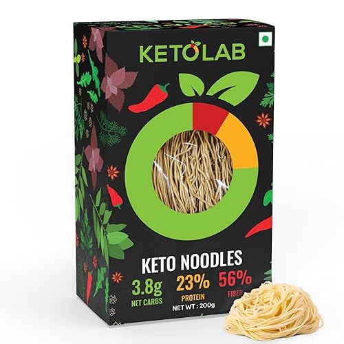 Ketolab Keto Noodles Spaghetti, 10.59 onzas x paquete de 2, 0.13 oz de carbohidratos netos y 0.39 oz alto en proteínasporción, idénticos a los