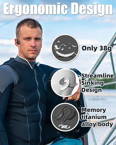 Miniatura 6 de Tayogo Auriculares de conducción ósea, auriculares inalámbricos Bluetooth de conducción ósea, auriculares abiertos con micrófono, para correr,