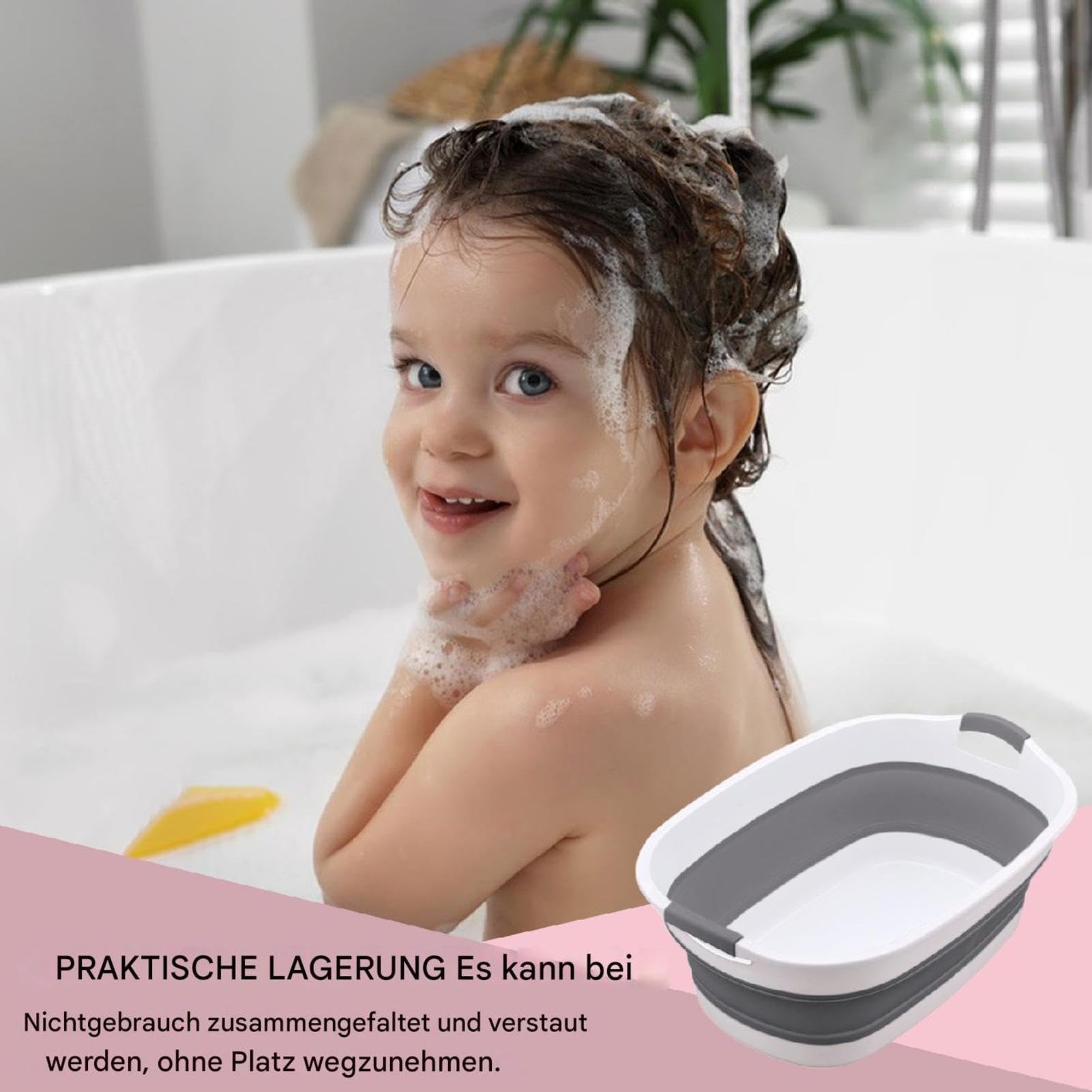Vaschetta Bagnetto Neonato Vasca Lavabile Portatile Pieghevole E Retrattile | Vasca Pieghevole Per Piccoli Animali Domestici Pieghevole, Portatile, da Viaggio, Vasca per Cuccioli, Gatti, , Bambini
