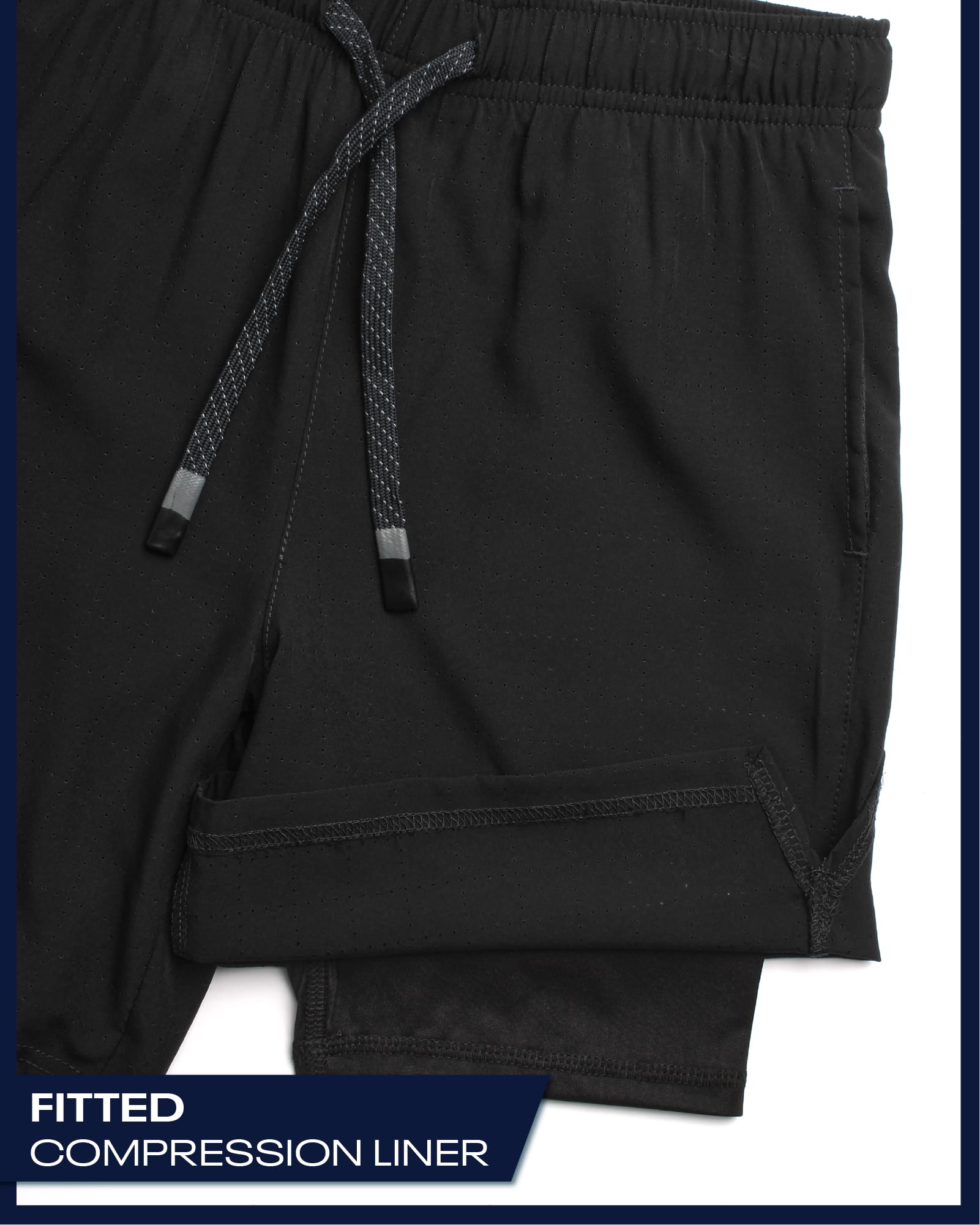 Reebok Pantaloncini da Corsa 2 in 1 da Ragazzo, Fodera a Compressione, Cavallo 12,7 cm, Pantaloncini da Corsa in Tessuto ad Alte Prestazioni (40-48)