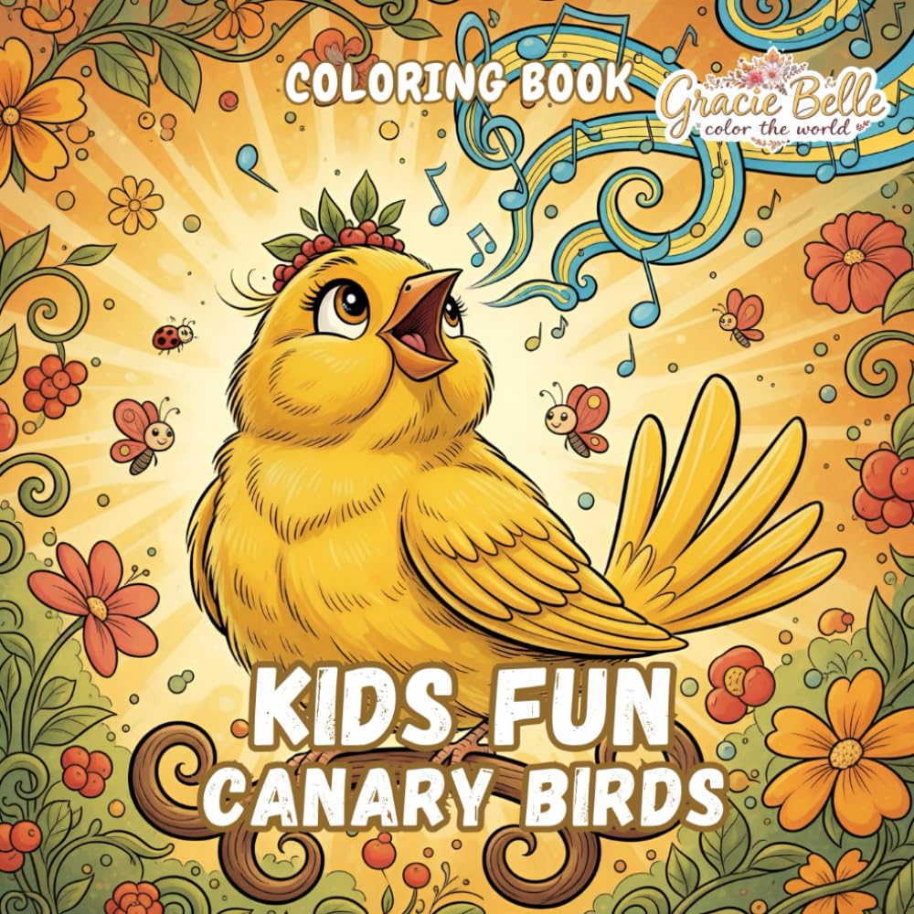 Kids Fun Canary Birds Coloring Book: Cheerful bird worlds for creative coloring fun for kids