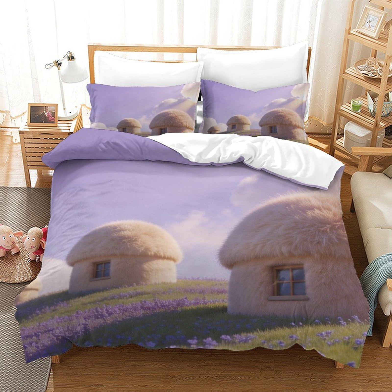 Cottage féérique housse de couette microfibre pour décoration chambre fantastique