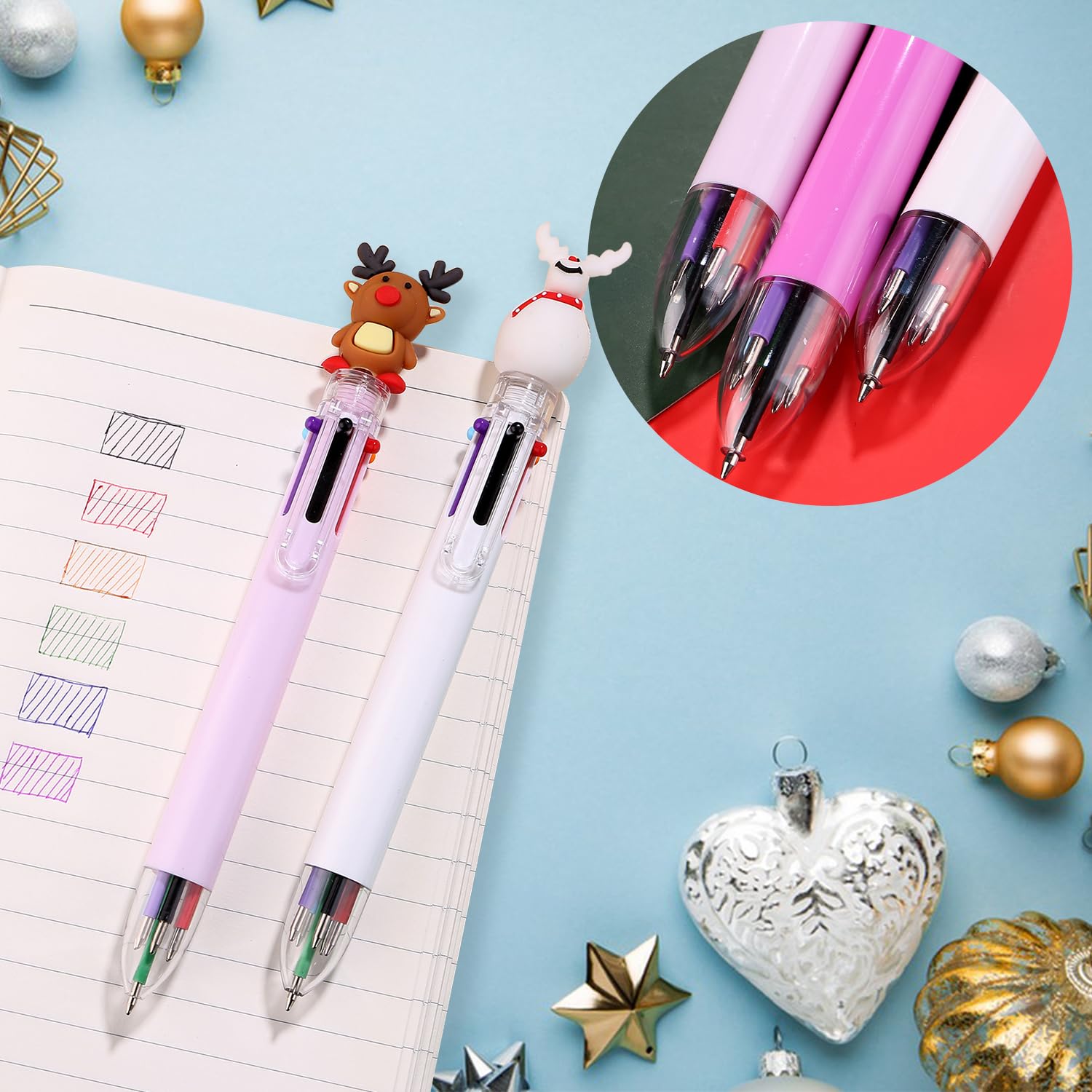HAICN Christmas Ballpoint Pens 6-in-1 Retractable Ballpoint Multicolor Office School Supplies for Xmas Stocking Box Fillers (20) - Image 3
