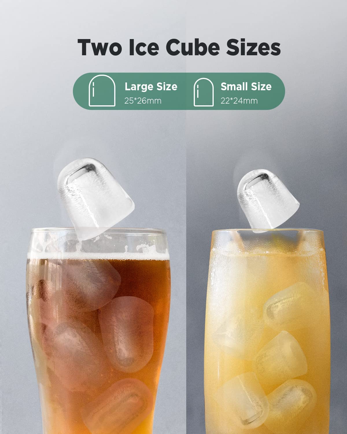 Silonn Ice Makers Countertop, Portable Ice Maker with Self-Cleaning 9 Cubes Ready in 6 Mins 26Lbs/24H 2 Sizes of Bullet Ice, Ice Machine for Home Kitchen and Office Bar Party,Stainless Steel on Fridge.com