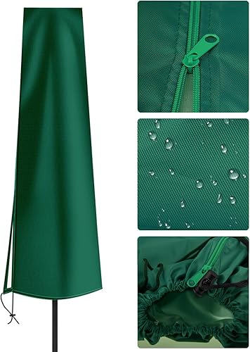 Miniatura 4 de Dafire Funda para sombrilla de patio de 7 a 9 pies, fundas de sombrilla de 5.6 ft (verde 420D), tela Oxford impermeable con cremallera, fundas de