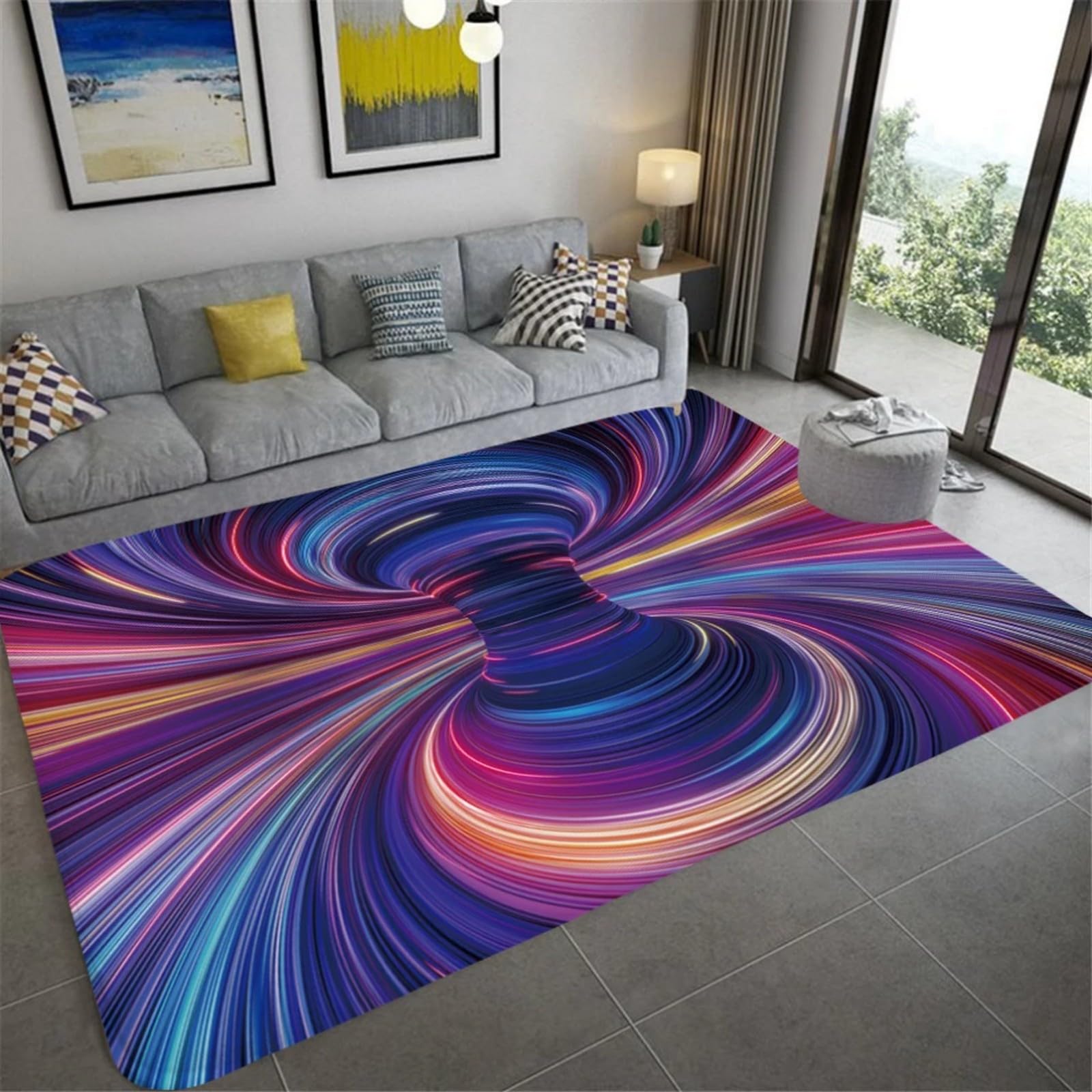 Tapis de salon 3D au design abstrait géométrique haut de gamme de 180x280 cm