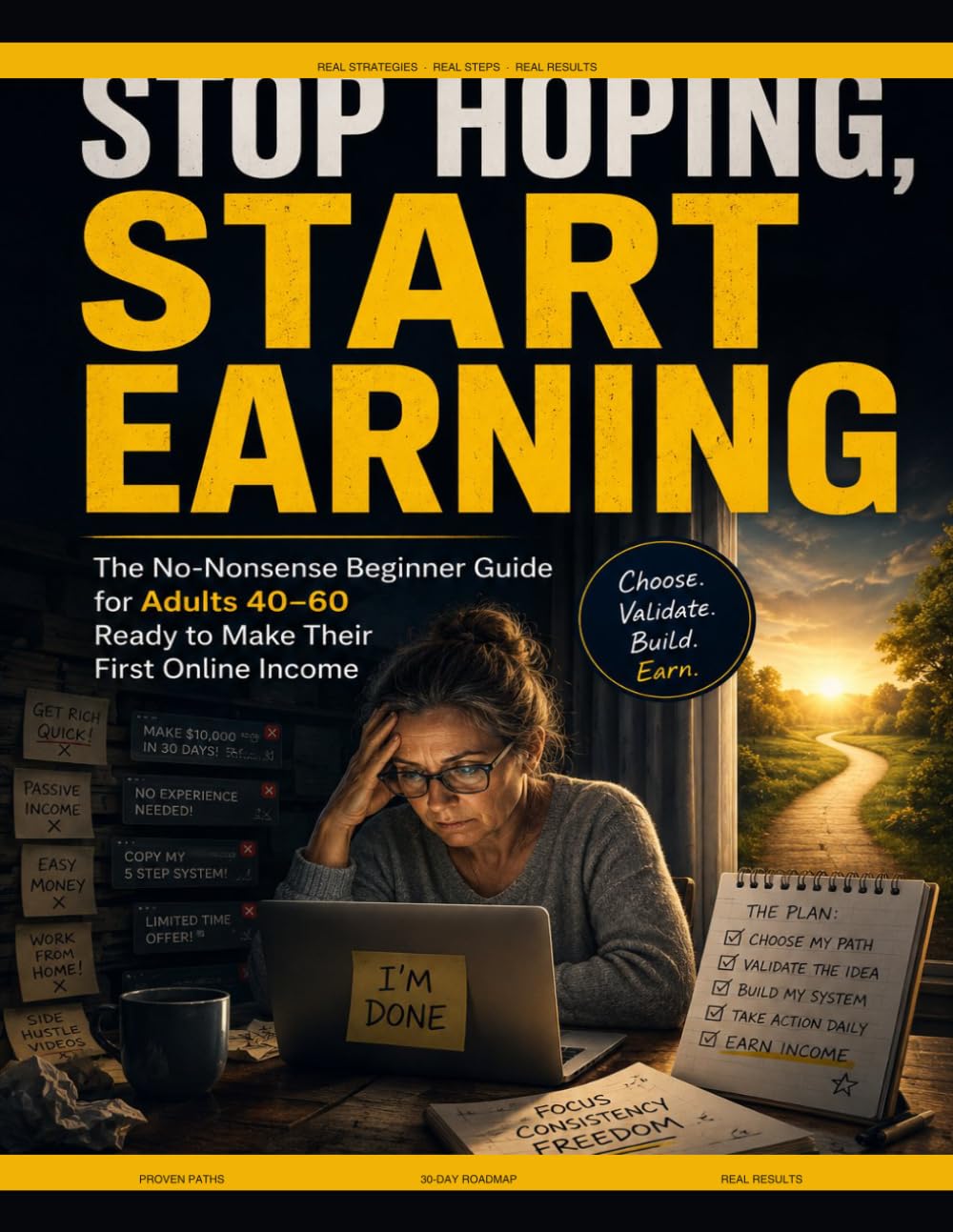 Stop Hoping, Start Earning: The No-Nonsense Beginner Guide for Adults 40–60 Ready to Make Their First Online Income — Choose One Path, Validate It ... Follow a 30-Day Roadmap to Your First Dollar