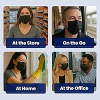 Vista 6 de MAGICARE USA Made Black Face Masks, Disposable - Adult 3 Ply Premium Black Mask - Disposable Face Mask for Women/Men (50/Box)