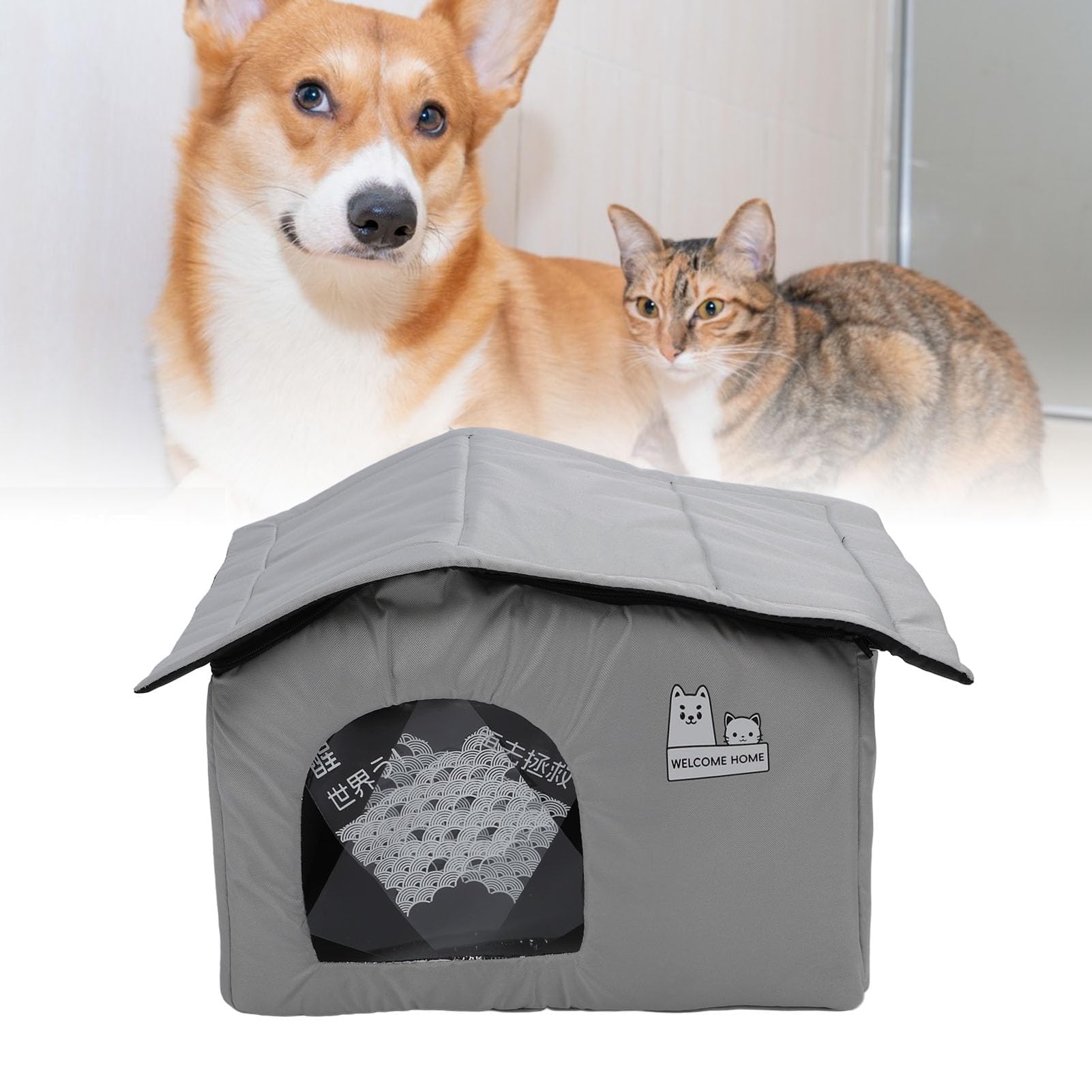 Casetta di Raffreddamento per Animali Domestici, Tessuto Oxford Resistente Ai Morsi Casa per Condizionatore D'Aria per Animali Domestici con Impacchi di Ghiaccio Impermeabili (1)