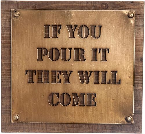 Miniatura 3 de Foreside Home & Garden - Letrero de pared de metal de madera de 12 x 12 pulgadas con texto en inglés "Pour It It They Will Come", 9