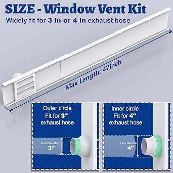Window Vent Kit with Louvered Vent Cover Fit for 3