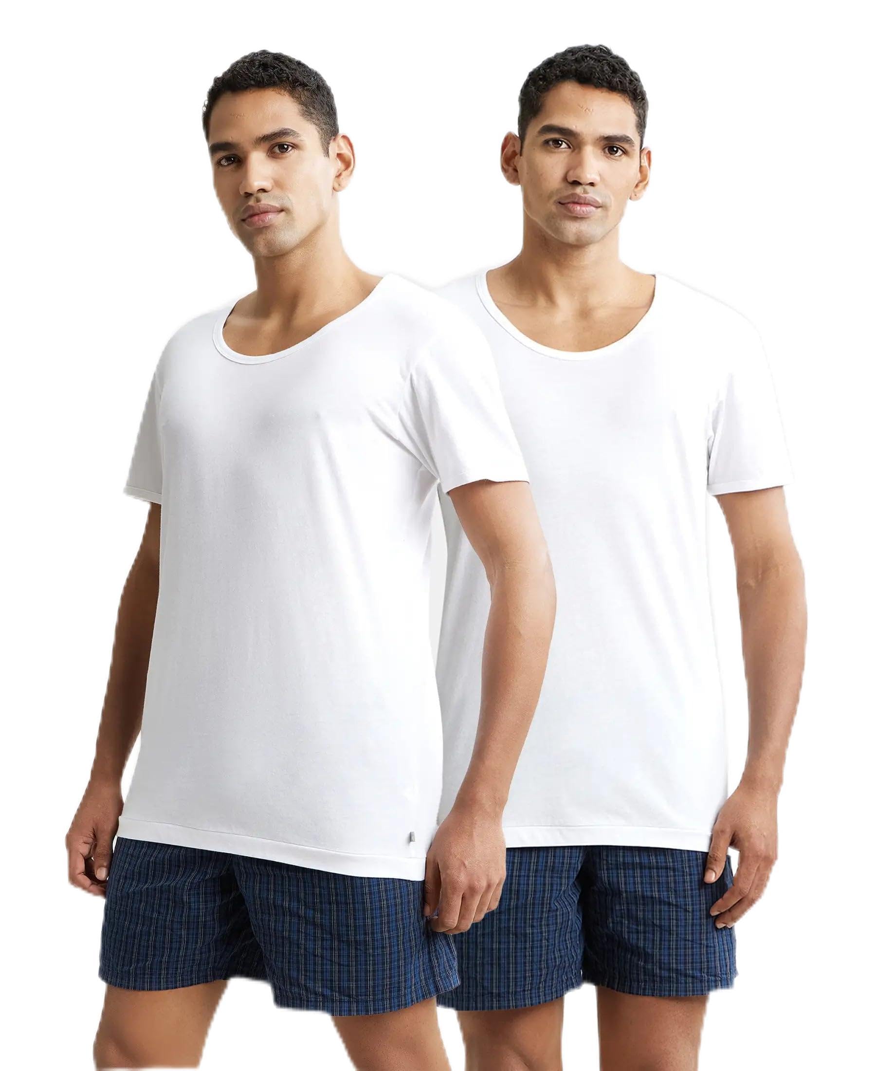 jockey 8817 Men's Super Combed Cotton Round Neck Half Sleeved Vest (Pack of 2)_White_XXL-picture-13