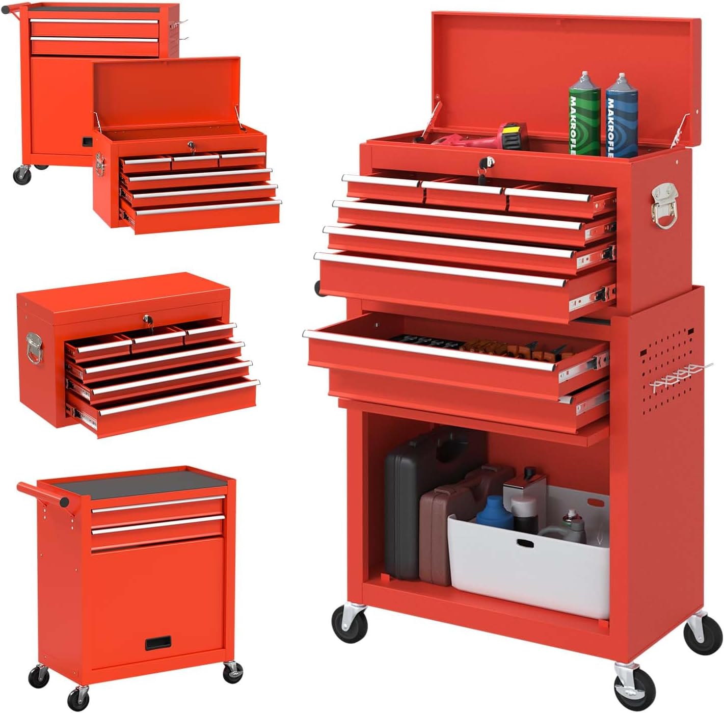 Huxxion 8Drawer Rolling Tool Chest on Wheels, Tool