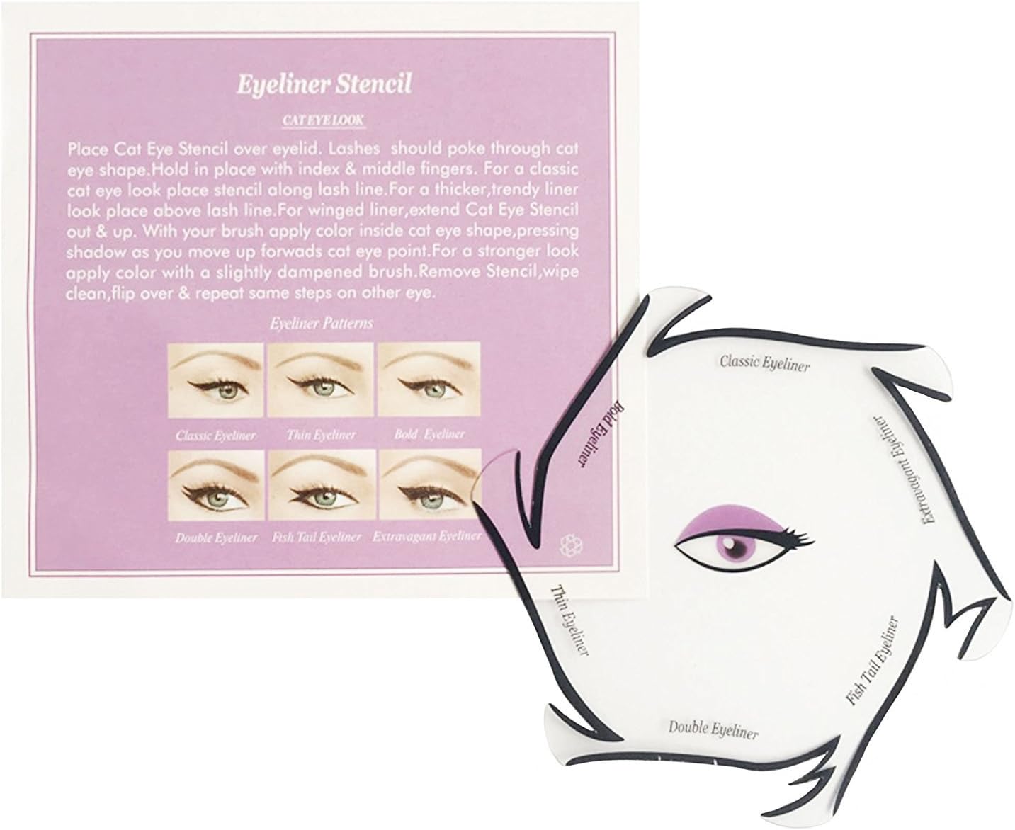 Gugzy® Siempre21 6 Styles of Eyeliner Stencil Models for the perfect Eyeline, Cat Eyeliner, Double Wing, Extravagant Cat, Arabic Eyeliner (Style2)