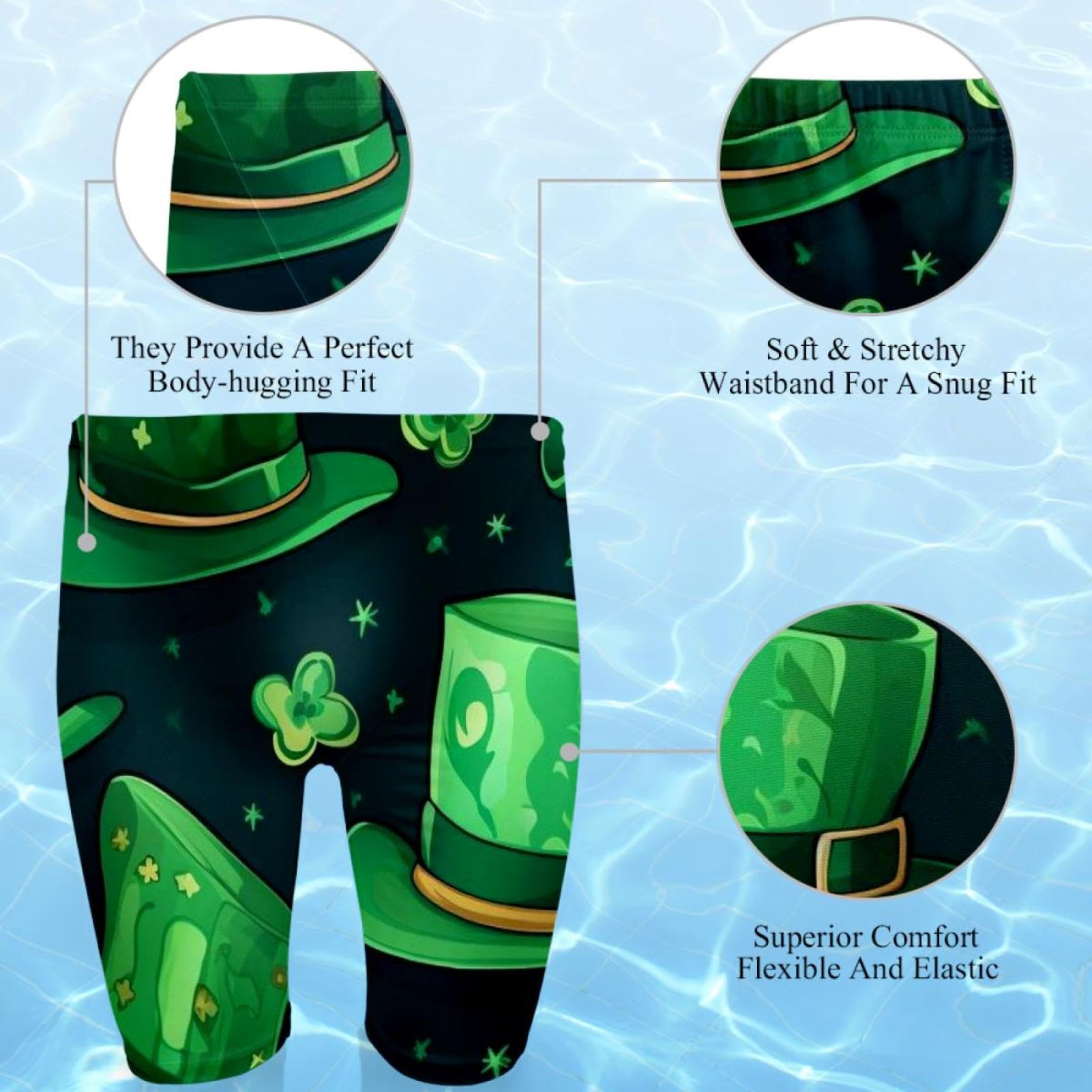 St Patrick's Day Swimsuit for Men & Boys,Competition Lap Swim Suit, Square Leg Endurance Training Multicoloured