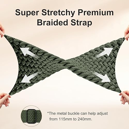 Miniatura 3 de Maledan Banda elástica trenzada compatible con Fitbit SenseFitbit Versa 3Versa 4Sense 2 bandas para mujeres y hombres, correa elástica suave para