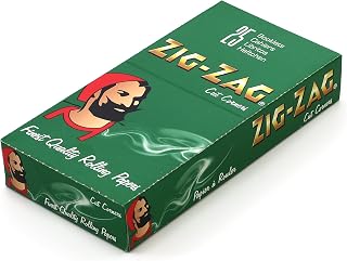 Full Box of Zig ZAG Green Regular Size Rolling Papers - 25 Packs Original