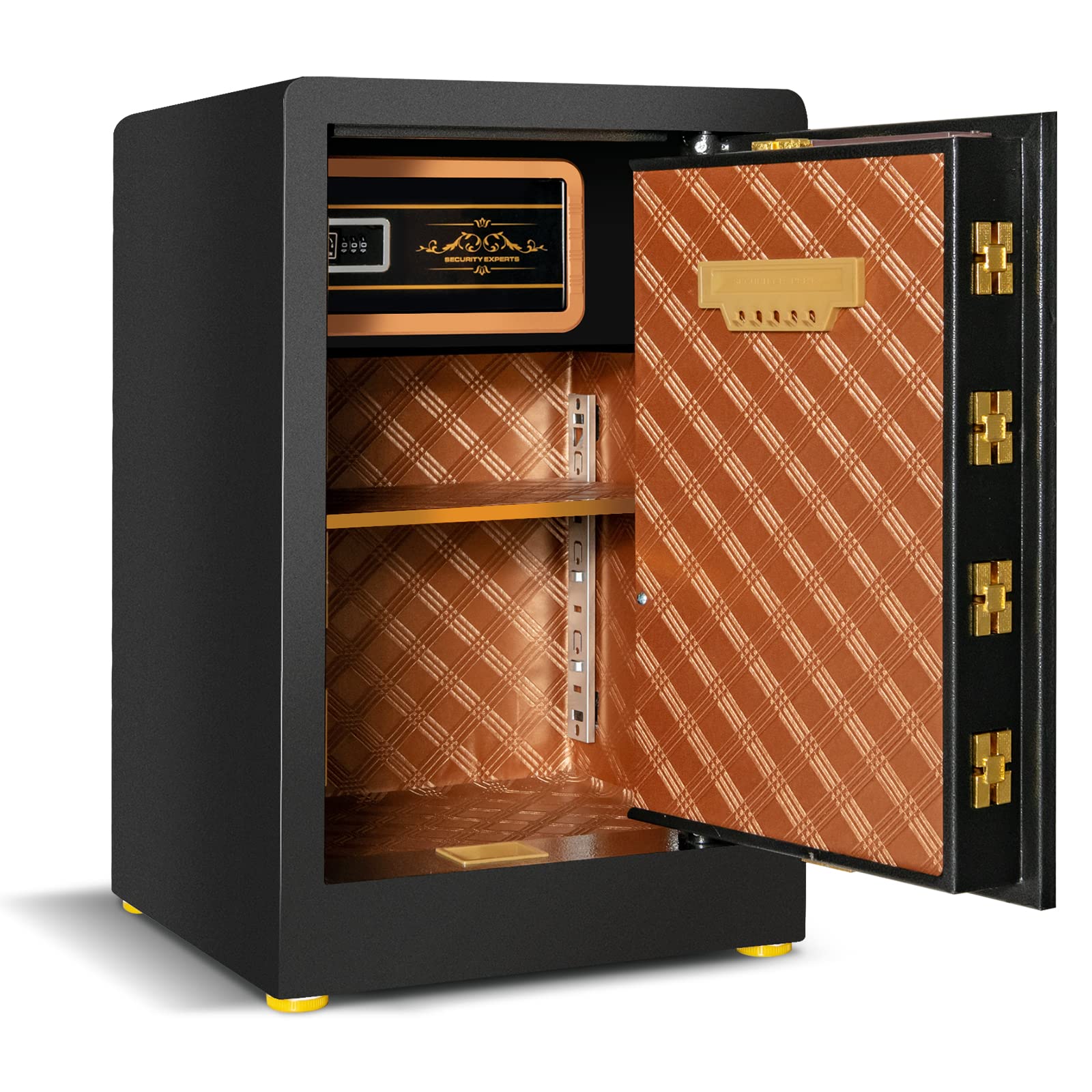 GIANTEX Coffre-fort Electronique 42,5 L, Serrure à Combinaison & 2 Clés de Secours, Boîte Verrouillable Intégrée, Système d'Alarme Sensible, Ignifuge, 38 x 35,5 x 59 cm, Noir