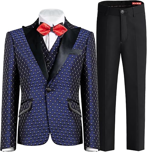 Miniatura 2 de ELPA ELPA Traje de esmoquin para niños, esmoquin floral ajustado para niños, esmoquin formal para graduación, Halloween, fiesta de Navidad