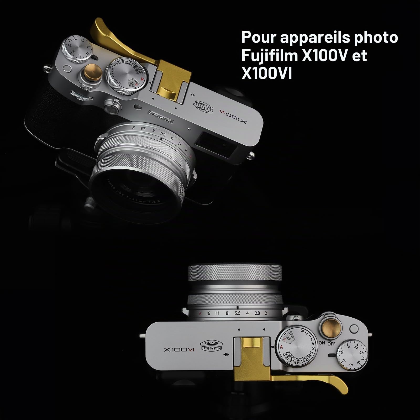 Repose-pouce en métal pour Fujifilm X100VI Fujinon X100V Accessoires d'appareil photo Haoge THB-XVG Sabot doré