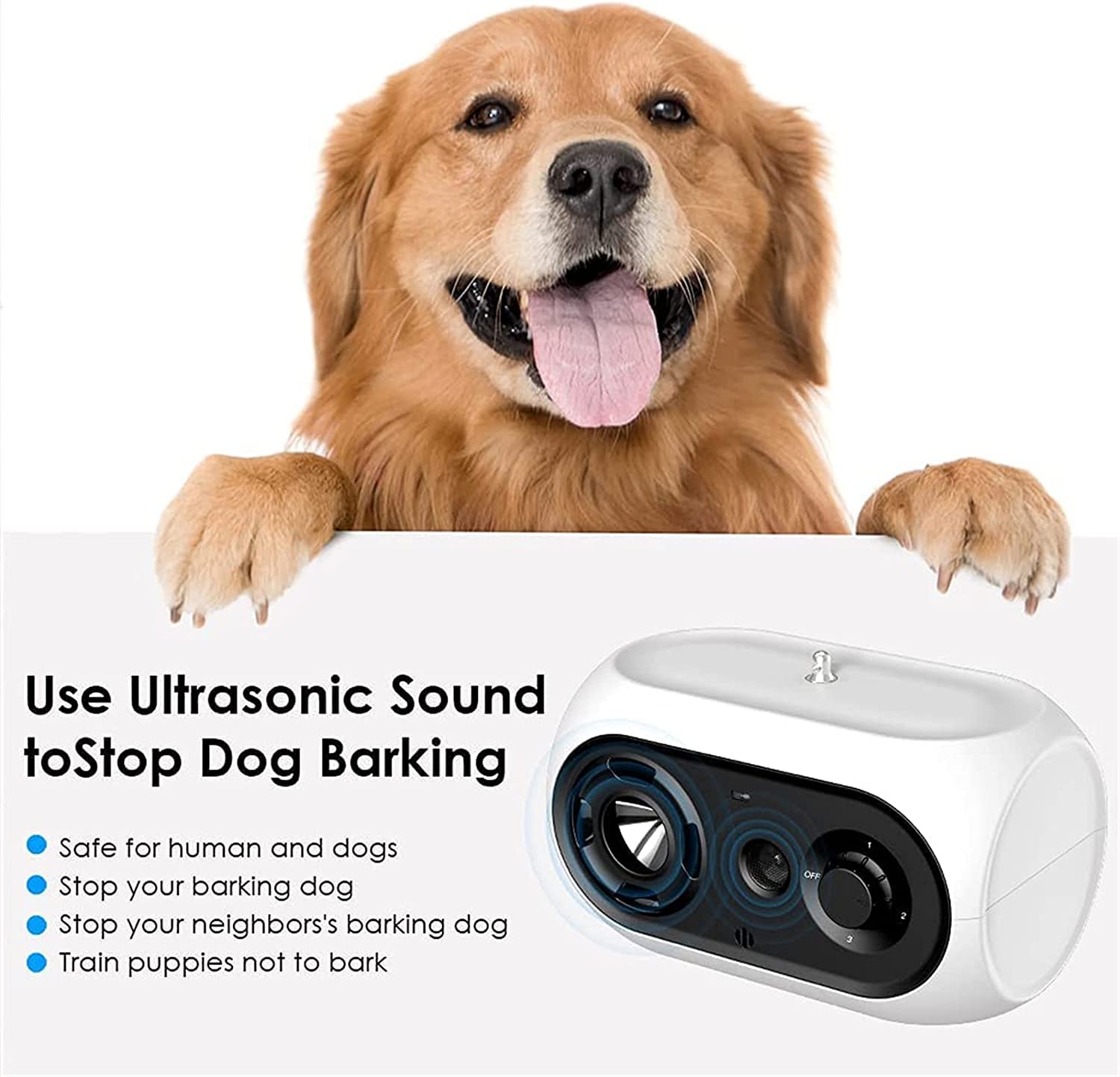Dispositivo antiladridos for perros, disuasorio ultrasónico de ladridos for perros, repelente sónico antiladridos de 50 pies de alcance, mini silenciador de ultrasonido, dispositivo de control de entr