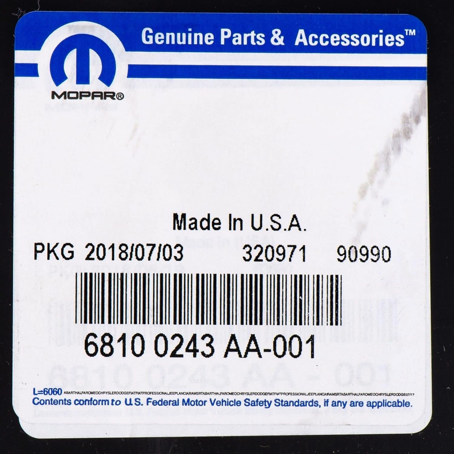 Mopar Performance 68100243AA MOPAR Baffle