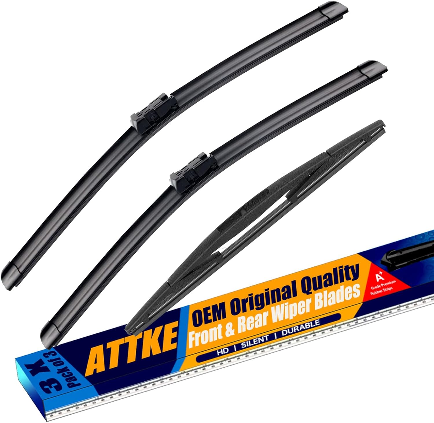 3 Wipers Front Windscreen Wiper Blades 26" + 18", Rear