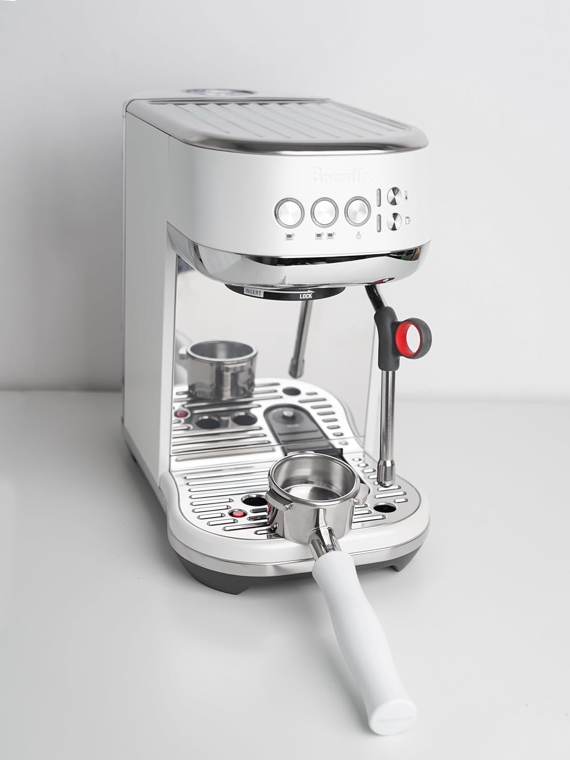 Normcore 54mm Bottomless Portafilter Fits Breville Sage Barista Express Machines, Barista-Grade Naked Espresso Tool, Included 18g Filter Basket, Anodized Aluminum Handle, White - Image 4