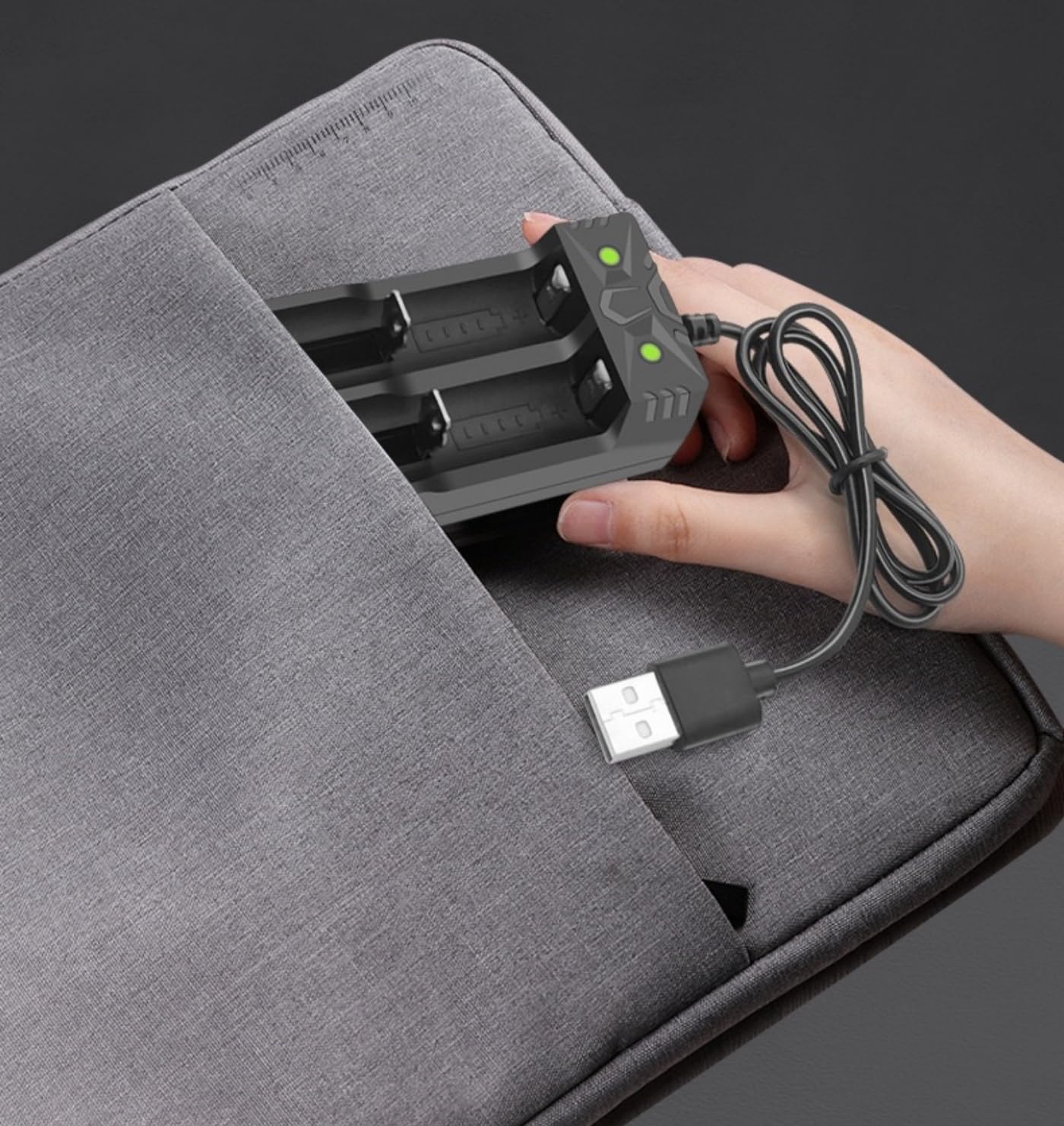18650 Battery Charger, Dual Universal USB Fast Charger for 3.7V-4.2V Li-ion Batteries with LED Indicator - Compatible with 18650/18500/18490/16340/14500 — view 4