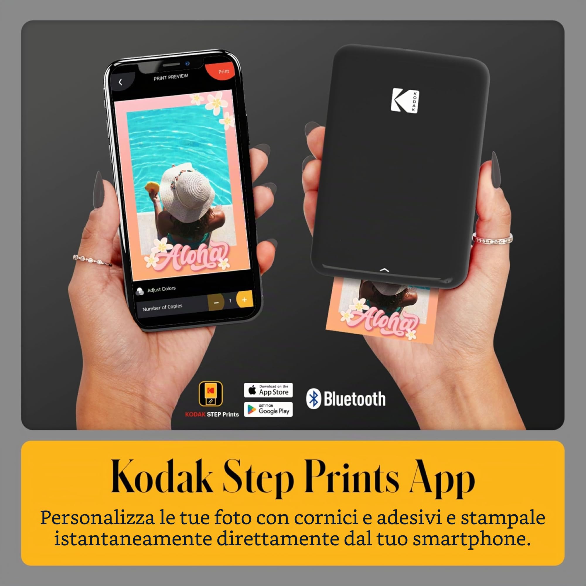 Kodak Step Stampante fotografica wireless portatile con tecnologia ZINK Zero Ink (Nero) Pacchetto scrapbook