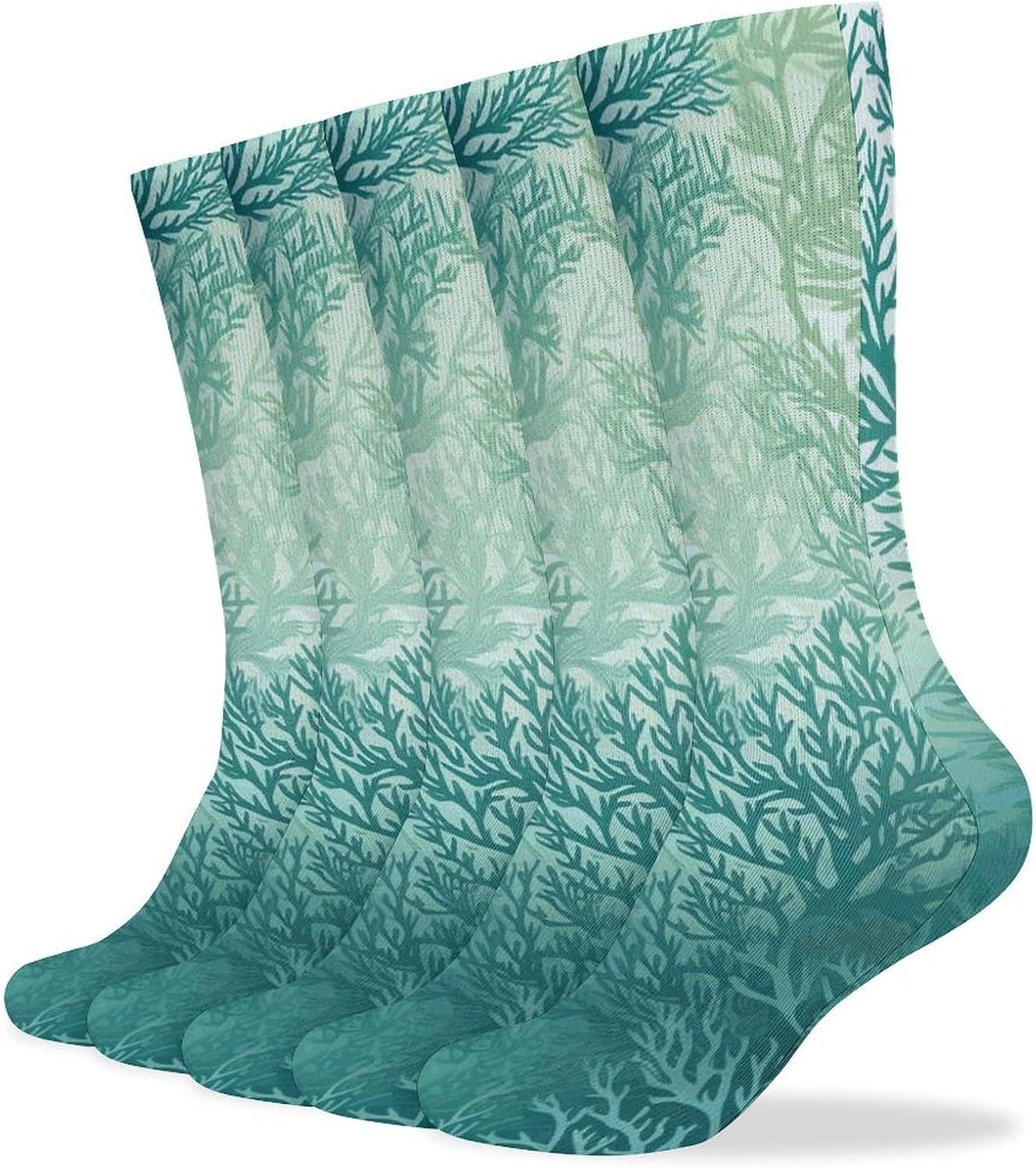 Green Sea Blue Seaweed Knee High Socks Cozy Knee High Socks Soft Mid-Length Sock for All Seasons Daily Wear Adult