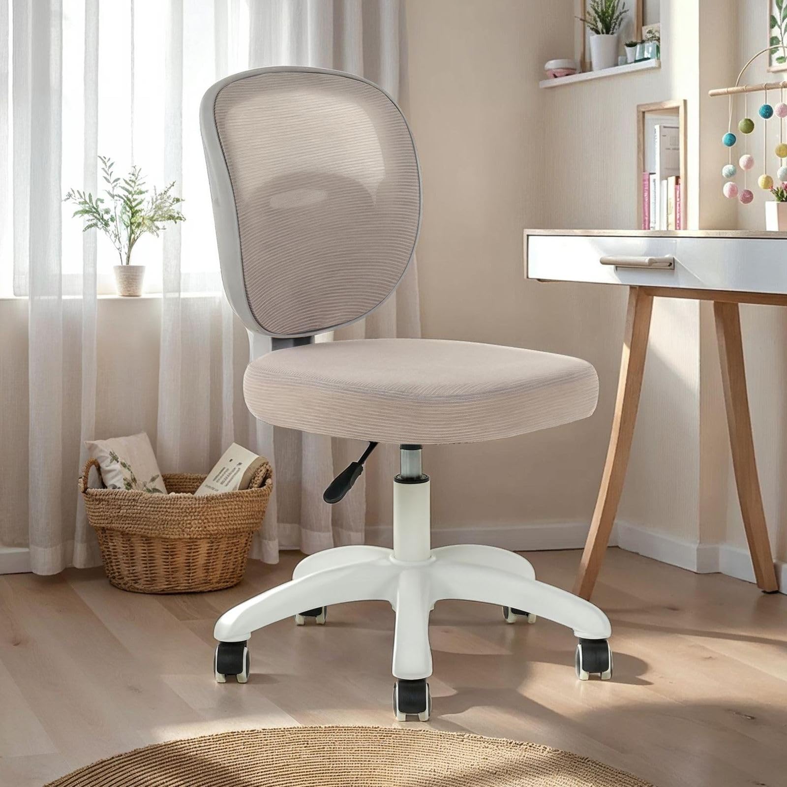IDIMEX Kinderdraaistoel Mayla met wieltjes, grijs - bureaustoel voor kinderkamer, ergonomisch en in hoogte verstelbaar, mesh-rug, kinderstoel met gaslift, thuiskantoor, kinderstoel, zonder