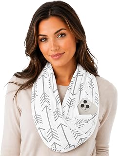 Pop Fashion Infinity Scarf for Women - Lightweight Travel Scarf with Hidden Zipper Pocket - Arrow Pattern