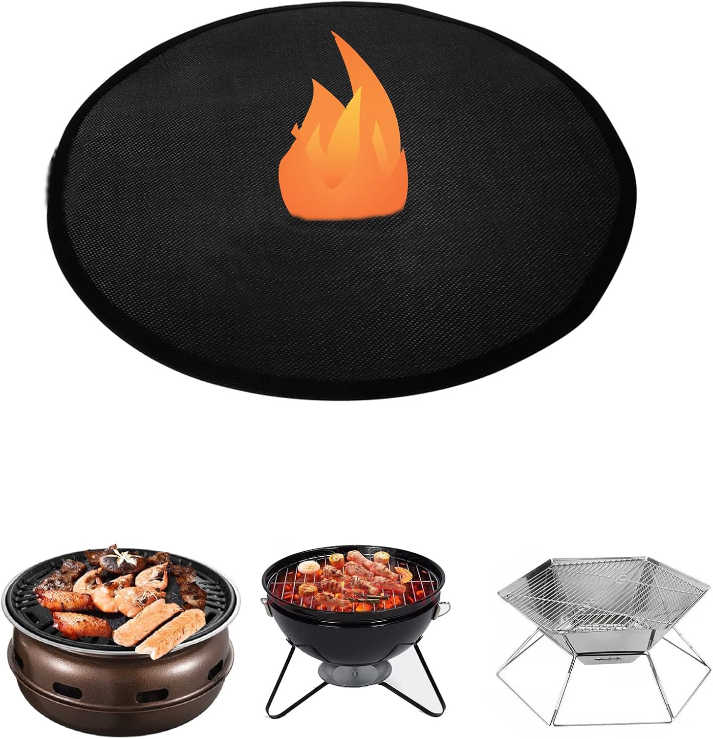 YWWQYBYQ 24" Fire Pit Mat,Thick Round Grill Mat for Outdoor