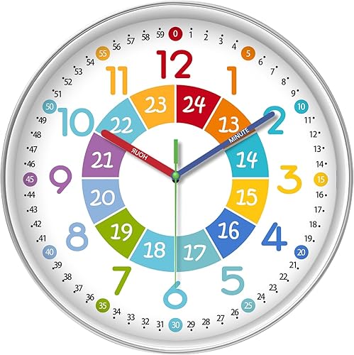 Miniatura 17 de XFM Reloj de pared silencioso, funciona con pilas, reloj analógico clásico pequeño de 8 pulgadas, moderno, simple, decorativo, para cocina, oficina,