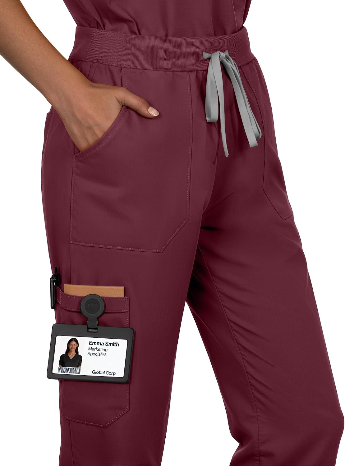 Scrubs Set for Women - Medical Uniform Sets with V-Neck Top & Straight Leg Pants, 9 Pockets, Slim Fit,Utility strap