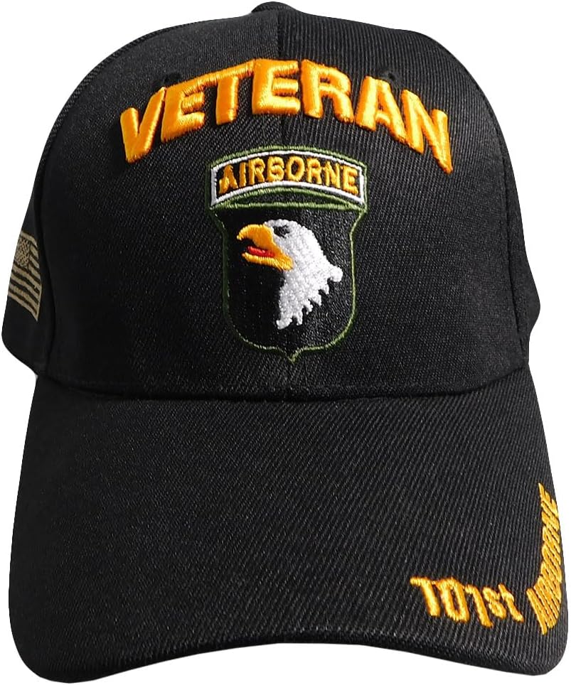 Trade Winds 101st Army Airborne Veteran Black Acrylic Adjustable Embroidered Cap Hat, 7 3/4 - Image 3