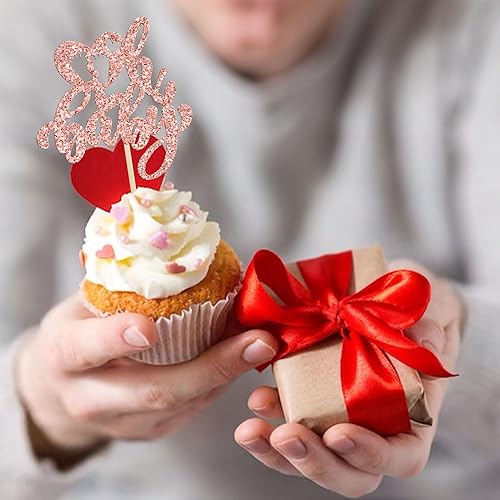 Vista 52 de 36 piezas de decoración de cupcakes para el día de San Valentín, dulce amor, San Valentín, para el día de San Valentín, fiesta de cumpleaños