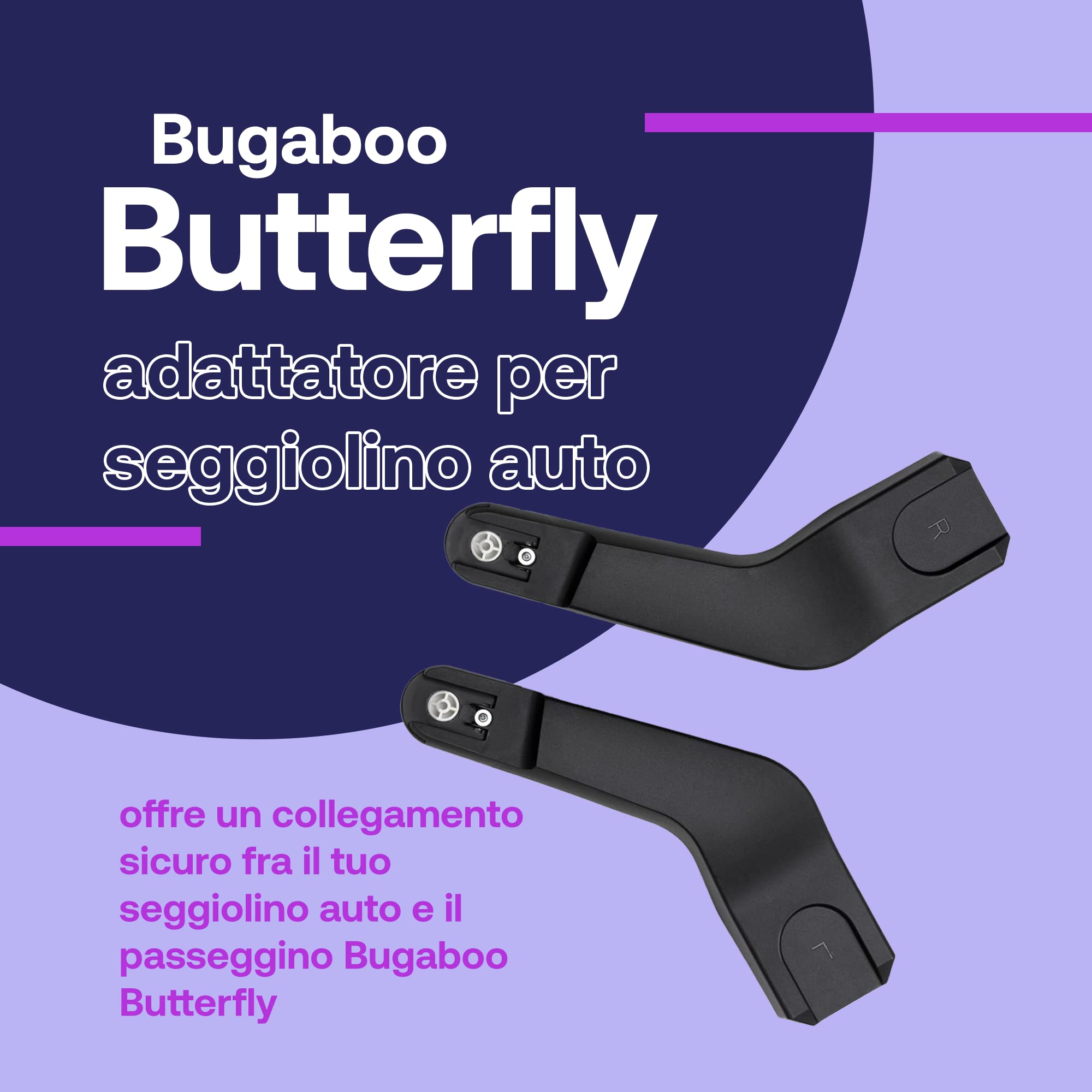 Bugaboo Butterfly Adattatore per Seggiolino Auto per Passeggino Butterfly, Sistema Click and Go Facile, Sicuro e Intuitivo