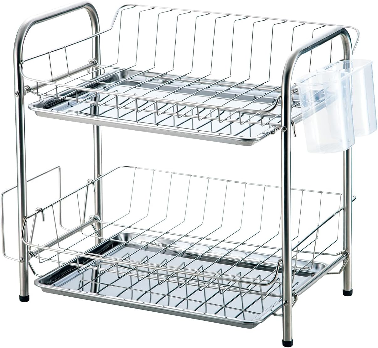 Pearl Metal HC-305 2-Tier Dish Drainer Basket Drying Rack, Stainless Steel, Sweegee