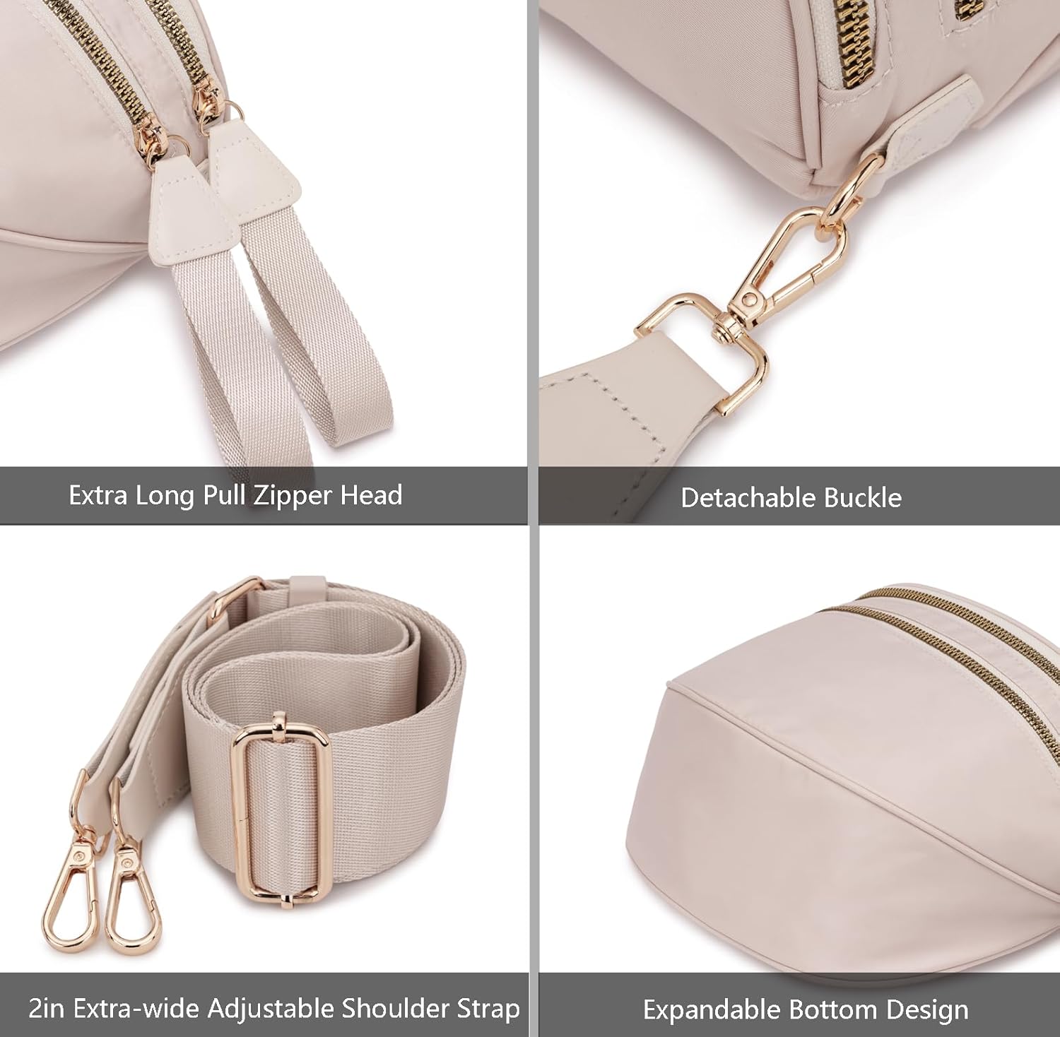 Pure Colour Crossbody Bum Bags for Women Spacious Checkered Cross body Bag Nylon Trendy Fanny Pack for Travel - Image 5