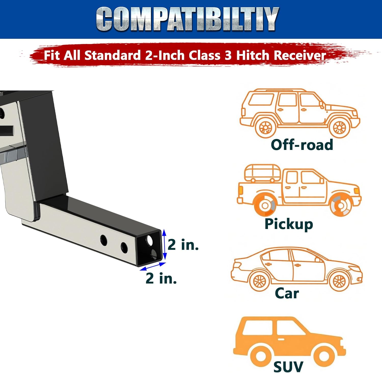 Foldable Hitch Mount Cargo Carrier Basket 56" X 24" X 7" for 2 Inch Hitches Receiver, 500 Lbs Capacity, Easy Folding，Hitch & Arm Tightener Anti Rattle, Trailer Pin Lock