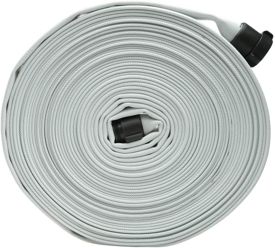 FireHoseDirect White 1 1/2 inches x 100' Single Jacket Mill Hose with Aluminum NH Couplings
