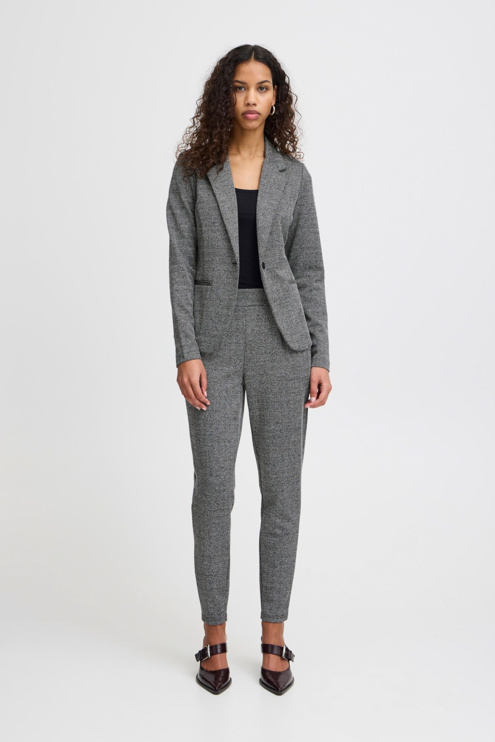 ICHI Ihkate Jacquard Bl4 Blazer d'affaires décontracté Femme