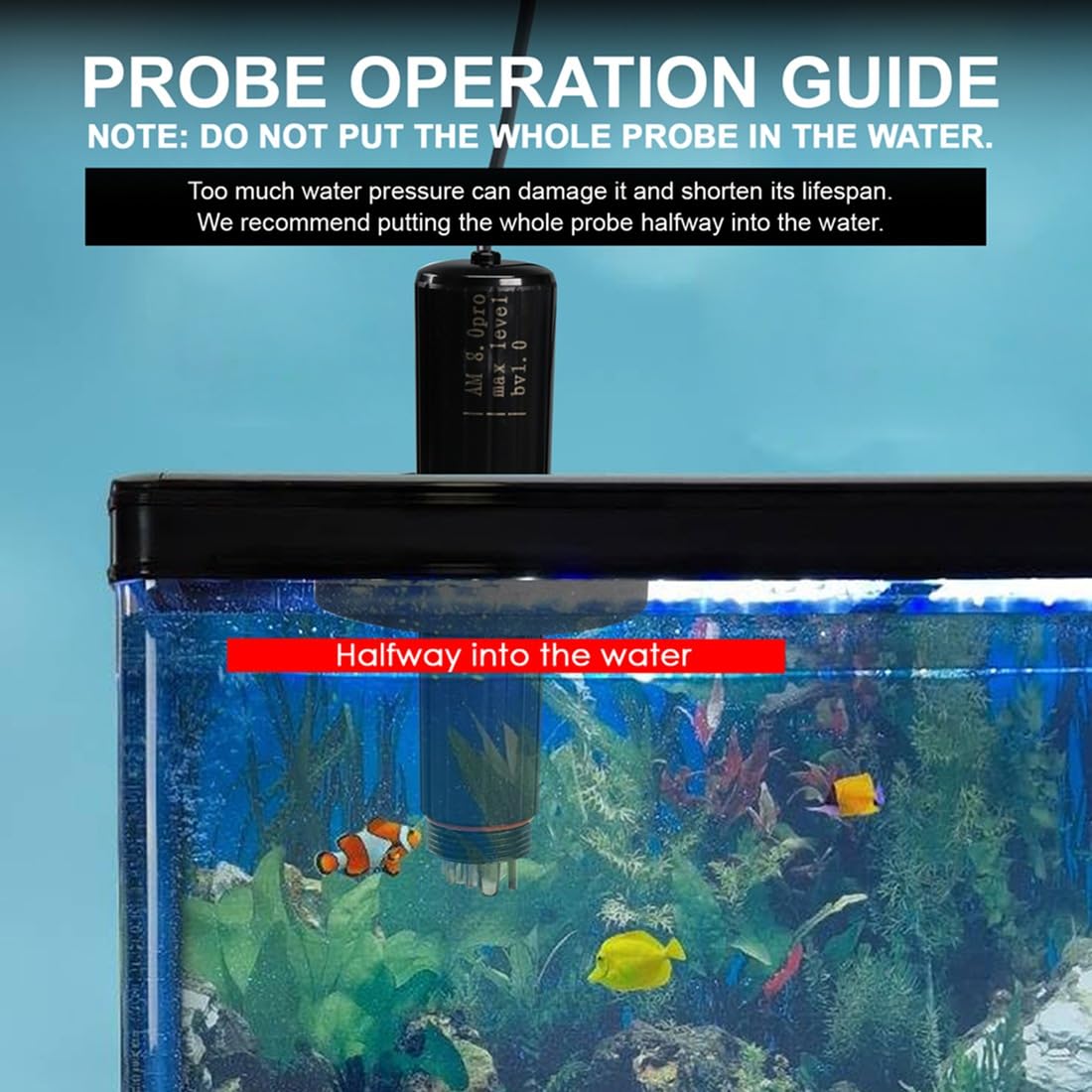 Monitor de Calidad de Agua WiFi Avanzado, Sonda Inteligente Multi-Parámetro y Acuario para Peces