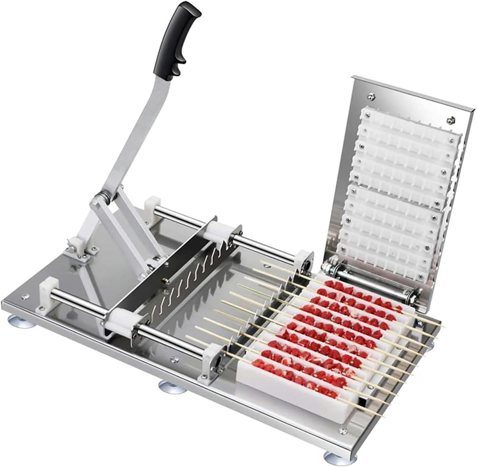 Spiedini per carne e barbecue, 10 fori, in acciaio inox, per spiedini di carne, kit per grigliare, facile da usare, per cucina, barbecue, negozio, picnic